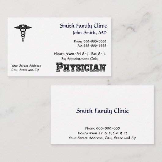 Arts Medisch Symbool Visitekaartje (Voorkant / Achterkant)