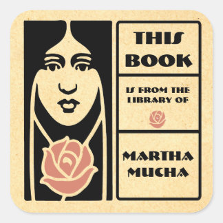 Arts Nouveau stijl bookplate Vierkante Sticker