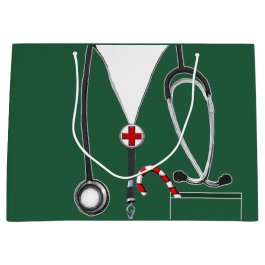 Arts of verpleegster met kerstcadeau groot cadeauzakje (Voorkant)