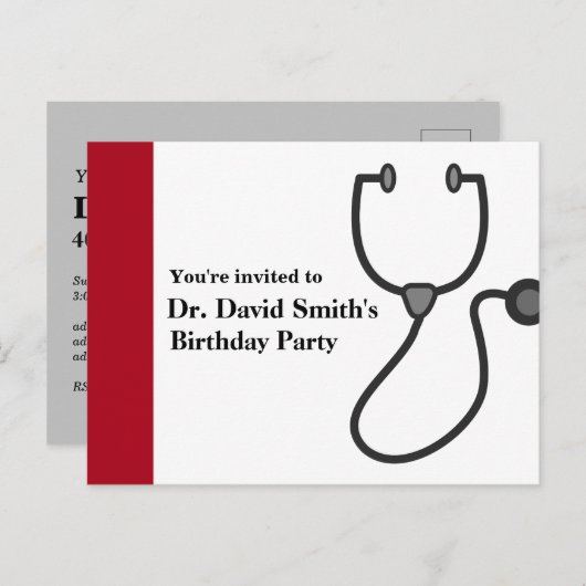 Arts verjaardag uitnodiging briefkaart (Voorkant / Achterkant)