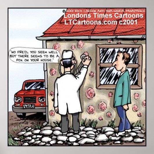 Arts vindt pokken op huis grappig Poster (Voorkant)