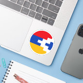 Artsakh Vlag Ronde Sticker (Laptop met iPhone)