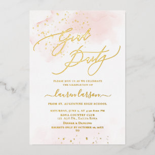 ArtsApp Blush Roze H2 gewassen afstudeerfeest Folie Uitnodiging