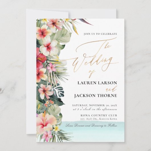 ArtsApp Chic Tropical Paradise Wedding Kaart (Voorkant)