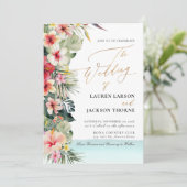 ArtsApp Chic Tropical Paradise Wedding Kaart (Staand voorkant)