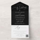 ArtsApp Elegant Calligraphy Black White Wedding All In One Uitnodiging (Binnen)