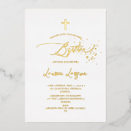 ArtsApp Elegant Faux Gold Calligraphy Baptisme Folie Feestdagenkaart