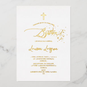 ArtsApp Elegant Faux Gold Calligraphy Baptisme Folie Feestdagenkaart
