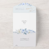 ArtsApp Elegant Stoffig Blauw Rozen Goudstof All In One Uitnodiging (Buitenkant)