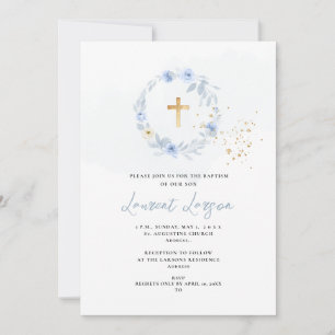 ArtsApp Elegante H2 Stofblauwe Rozen Doop Kaart