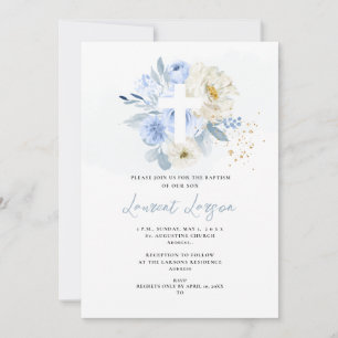 ArtsApp Elegante H2 Stofblauwe Rozen Doop Kaart