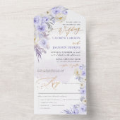 ArtsApp Elegante Stof Paarse Rozen Goudstof All In One Uitnodiging (Binnen)