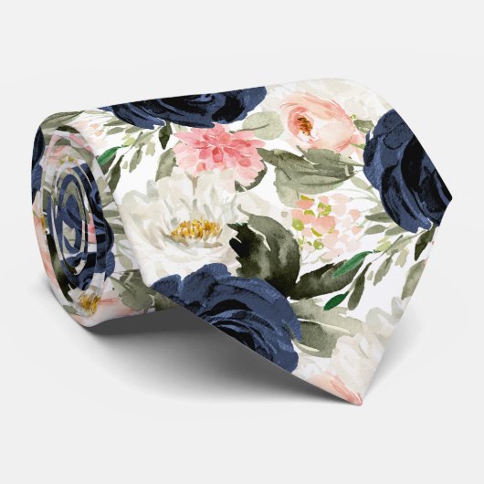 ArtsApp H2 Navy Blush Rozen Bruiloft Stropdas (Opgerold)
