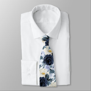 ArtsApp H2 Navy+Stofbloemen Bruiloft Stropdas
