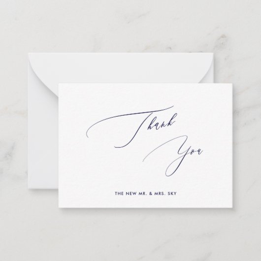 ArtsApp Navy Blue Luxe Calligrafie Hartelijk dank Notitiekaartje (Voorkant)