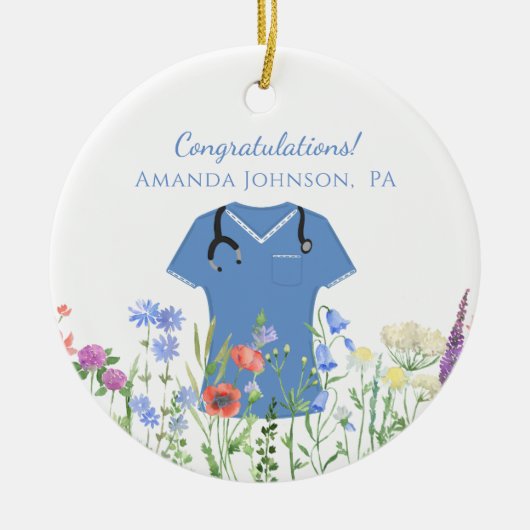 Artsen Assistent PA Blue Scrubs Keramisch Ornament (Voorkant)
