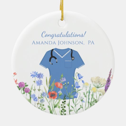 Artsen Assistent PA Blue Scrubs Keramisch Ornament (Achterkant)