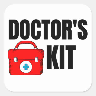 Artsen medische kit vierkante sticker