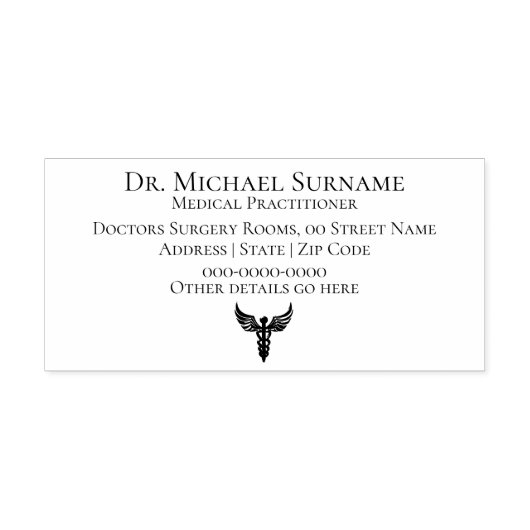 Artsen Medische Professionals DIY caduceus inkt Zelfinktende Stempel (Design)