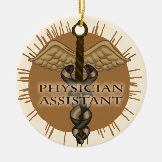 Artsenassistent Caduceus Keramisch Ornament (Voorkant)
