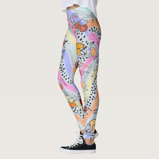 Artsy Abstract Dame met Katten Leggings (Links)