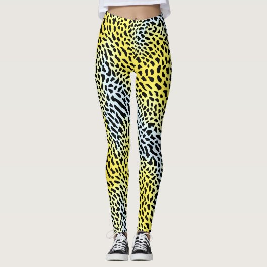 Artsy Abstract geel verloop luipaard patroon Leggings (Voorkant)