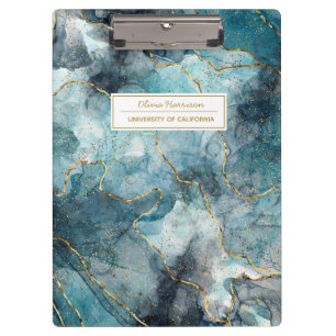 Artsy Abstract Ink Goud Glitter Naam en Onderwerp Klembord
