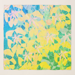 Artsy Abstract Lime Green Yellow Chiffon Scarf Sjaal