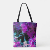 Artsy Abstract Modern Black Paars Tie Dye Draagtas (Achterkant)