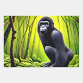 Artsy Abstract Oerwoud Gorilla Inpakpapier Vel (Voorkant 3)