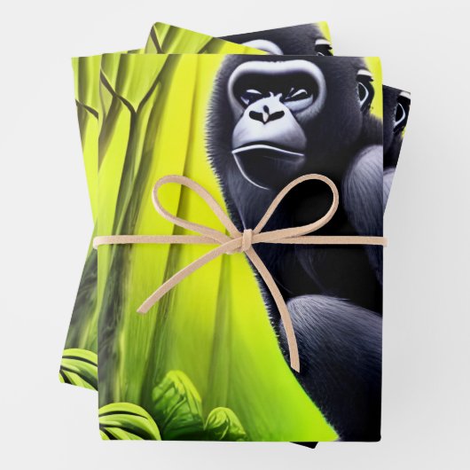 Artsy Abstract Oerwoud Gorilla Inpakpapier Vel (In situ)