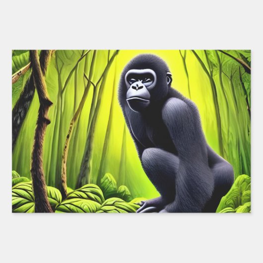 Artsy Abstract Oerwoud Gorilla Inpakpapier Vel (Voorkant)