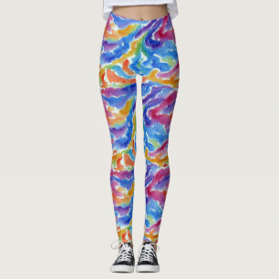 Artsy Abstracte Rainbow Waterverf Paint Pattern Leggings