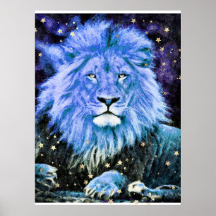 *~* Artsy AP23 Artistic Celestial Blue LION Poster