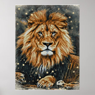 *~* Artsy AP23 Artistic Celestial BOLD LION Postc Poster