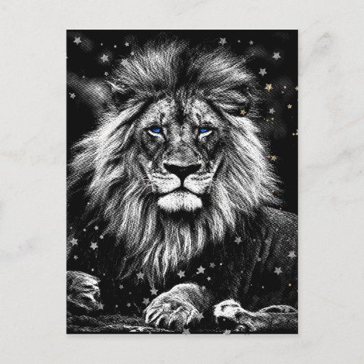 *~* Artsy AP23 Artistic Celestial SILVER LION Briefkaart (Voorkant)