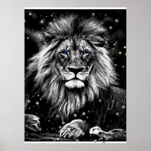 *~* Artsy AP23 Artistic Celestial SILVER LION Poster