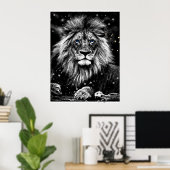 *~* Artsy AP23 Artistic Celestial SILVER LION Poster (Thuiskantoor)