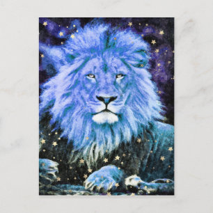 ~ Artsy AP23 Artistieke Hemelse Blauwe LEEUW Briefkaart