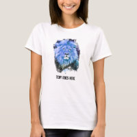 *~* Artsy AP23 Blue Artistic LION Painting T-Shirt