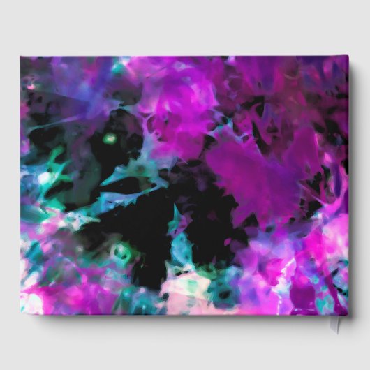 Artsy Black Paarse Tie Dye Viering van het Leven Gastenboek (Achterkant)