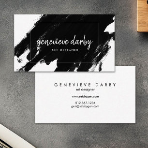 Artsy Black Paint Stroke Script Abstract Visitekaartje