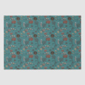 Artsy Blauwgroen Blauw Zwemmen Duiker Koraal Teken Tissuepapier (Voorkant)