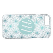 Artsy Blauwgroen Monogram  Patroon Case-Mate iPhone Case (Achterkant (Horizontaal))