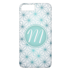 Artsy Blauwgroen Monogram  Patroon iPhone 8 Plus / 7 Plus Hoesje