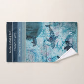 Artsy bleu gris turquoise couleur côte texte perso (Serviette à main)