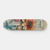 Artsy  Bloemen & Vlinder Schaats Deck Skateboard (Horizontaal)