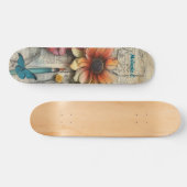 Artsy  Bloemen & Vlinder Schaats Deck Skateboard (Horizontaal)