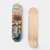Artsy  Bloemen & Vlinder Schaats Deck Skateboard (Voorkant)