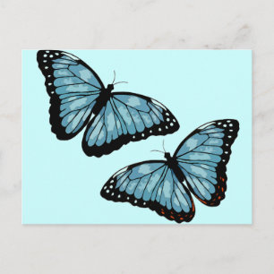 Artsy Blue Butterflies Briefkaart